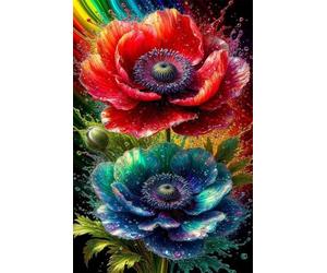 1314 pièces Puzzle Adulte Coquelicots Rouges Bleus, Puzzle Classique de Décoration Maison et Cadeau pour Amateurs de Puzzles