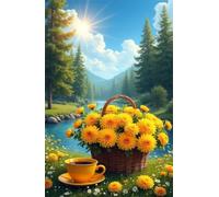 1314 pièces Puzzle Adulte Ruisseau Chrysanthèmes, Puzzle Classique de Décoration Maison et Cadeau pour Amateurs de Puzzles