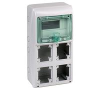 13154 Schneider Electric Kaedra Coffret pour Prises, 8 Modules, 4 Ouvertures, 63 A, 15W, 236 mm Largeur, 460 mm Hauteur, 160 mm Profondeur