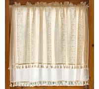 132*45cm Rideaux Boho Cuisine Glands Rideaux courts, Vintage Rideaux de cuisine Rideaux de fenêtre Vitres, Couleur : Crème