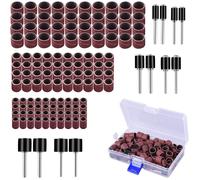 132 Pcs Tambour De Ponçage avec Boîte Gratuite,Comprenant 120 Pièces Bandes de Ponçage et 12 Pièces Tambour Mandrin pour Dremel