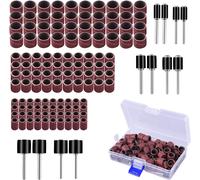 132 Pièces Caoutchouc Tambour De Ponçage Avec Boîte Gratuite, Comprenant 120 Pièces Bandes De Ponçage Et 12 Pièces Tambour Mandrin Pour Dremel Outils Rotatifs