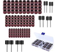 132 Pièces Tambour De Ponçage, Manchons de Ponçage, avec Boîte Gratuite, Comprenant 120 Pièces Bandes de Ponçage et 12 Pièces Tambour Mandrin pour Dremel Outils Rotatifs