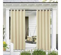 (132 X 213cm, blanc laiteux) ele ELEOPTION Rideau d'extérieur imperméable,opaque Rideau coupe-vent UV Protection solaire Rideaux pour balcon jardin cour