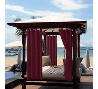 (132 X 213cm, Weinrot) ele ELEOPTION Outdoor Vorhang Wasserdicht,Blickdicht Vorhang Winddicht UV Schutz Sonnenschutz Gardinen für Balkon Garten Hof