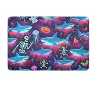 132 x 86,4 cm (L x l) Happy Halloween - Tapis de lit réutilisable extra large très absorbant pour bébé et enfant - Motif crâne de requin bleu
