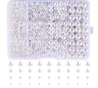 1320 Perle Artificielle Blanche, Nacrées Assorties Blanc, Lisses en Satin, Rondes Imitation - Pour DIY Bijoux Collier Bracelet D'oreilles Fabrication - 4 6 8 10mm