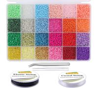 13200pcs Glass Seed Beads For Diy Crafts Small Pony Beads For Making Bracelets Necklaces Supplies (3mm,550 Per Color,24 Colors)