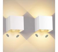 (132581) Applique murale LED 12 W pour intérieur/extérieur, 2 pièces, avec détecteur de mouvement, 3000