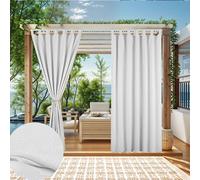 (132cm*213cm, Blanc) 1 pièce Rideaux d'extérieur en coton et lin, patte adhésive amovible avec velcro, à suspendre, imperméables, résistants à la lumière, respirants, pour pavillon, véranda, pergola,