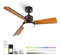 132Cm Smart Rgb Ventilateur De Plafond Avec Lumière Silencieux Plafonnier Ventilateur Avec Telecommande,Compatible Alexa, Google Ass