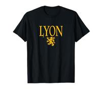 133 Apparel Lyon France T-Shirt Lion Impression Ambre Noir Casual Graphique Homme Small EU 15-16.5
