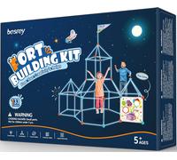 133 Pcs Kit De Construction De Cabane Enfant Avec Jeu De Lancer, Brillent En Blue Dans Le Noir-Jeux De Construction Interieur Extérieur, Châteaux, Tente Enfant, Tunnel De Jeu, Creative Fort