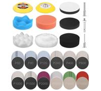 133 Pièces Kit Renovateur Phare Voiture, Kit Rénovation Phare, Papier poncer Phare Voiture 75mm, Kit de Restauration de phares pour auto et moto, Rénovation Auto, Papier à Poncer Carrosserie et Bois