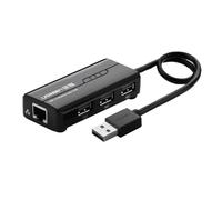 (#134) 3 Ports USB 2.0 HUB Splitter + 10/100Mbps RJ45 Ethernet Adapter for Mac, Windows, Linux Length: 28cm