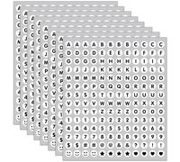 1344 pièces/8 feuilles d'autocollants ronds (13 mm), petits autocollants alphabet et chiffres autocollants pour scrapbooking, embellissement, étiquetage (blanc)