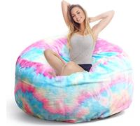 (135×65cm,Foncé multicolore)Bean Bag Chair CoverCoussin de chaise en peluche de lapin Housse de pouf multifonctionnelle pour meuble de salon-chambre à coucher (Housse uniquement, Pas de rembourrage)