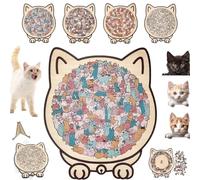 135-Piece Adult Cat-Shaped Wooden Puzzle in Miarrade/Macaron/Wood/Morandi Colors, Unique Cat-Shaped Puzzle, Decorative Photo Frame, Acrylic Shell, Home Decoration Gift (Macaron Color)