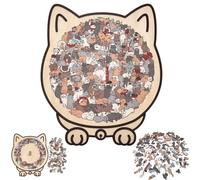 135-Piece Cat Shaped Wooden Jigsaw Puzzle, Detailed Cat-Themed Pieces, Creative Puzzles Gifts for Animal Lovers, Home Decor (C)
