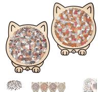 135-Piece Cat Shaped Wooden Jigsaw Puzzle, Playful Poses Cats Shaped’s Outlines, Cats Shaped Wooden Puzzle, Unique Animal Shape Wood Puzzles (C)
