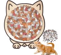 135-Piece Colored Cat Shaped Wooden Jigsaw Puzzle, Cat Shaped Wooden Puzzle, Unique Animal Shape Wood Puzzle for Lovers and Cats Lovers (1pcs-a)