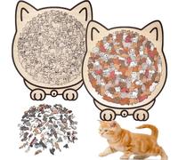 135-Piece Colored Cat Shaped Wooden Jigsaw Puzzle, Cat Shaped Wooden Puzzle, Unique Animal Shape Wood Puzzle for Lovers and Cats Lovers (2pcs-c)