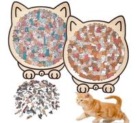 135-Piece Colored Cat Shaped Wooden Jigsaw Puzzle, Cat Shaped Wooden Puzzle, Unique Animal Shape Wood Puzzle for Lovers and Cats Lovers (2pcs-f)