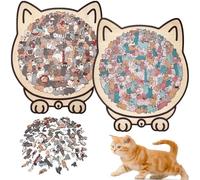 135-Piece Colored Cat Shaped Wooden Jigsaw Puzzle, Cat Shaped Wooden Puzzle, Unique Animal Shape Wood Puzzle for Lovers and Cats Lovers (2pcs-d)