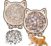 135-Piece Colored Cat Shaped Wooden Jigsaw Puzzle, Cat Shaped Wooden Puzzle, Unique Animal Shape Wood Puzzle for Lovers and Cats Lovers (2pcs-a)
