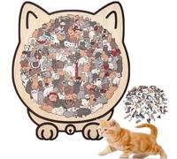 135-Piece Colored Cat Shaped Wooden Jigsaw Puzzle, Cat Shaped Wooden Puzzle, Unique Animal Shape Wood Puzzle for Lovers and Cats Lovers (1pcs-c)