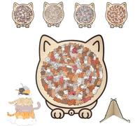 135-Piece Colored Cat Shaped Wooden Jigsaw Puzzle,Cute Cats Shaped Wooden Puzzle with Acrylic Cover,Challenging Irregular Jigsaw with Cat-Shaped Frame,Creative Puzzles Home Decor (C)
