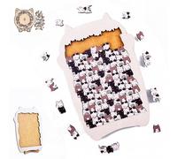 135-Piece Colored Cat Shaped Wooden Jigsaw Puzzle, New Cat Shaped Puzzle Pieces Game, Challenging Irregular Jigsaw with Frame, Thinking Toys and Home Decor for Pet Lover (E#)