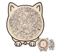 135-Piece Morandi Cat Shaped Wooden Jigsaw Puzzle, Unique Cat Shaped Puzzle Outline (#3)