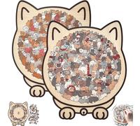 135-Piece Morandi Cat Shaped Wooden Jigsaw Puzzle with Cat Shaped Puzzle Pieces and Cat Outline Frame, a Challenging Irregular Jigsaw for Adults, Perfect for Home Decor or as a Gift (Mixed#5)