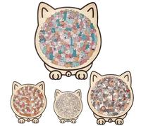 135-Piece Morandi-Colored Cat Shaped Wooden Jigsaw Puzzle Cat Shaped Wooden Jigsaw Puzzle for Adults Outlines Creative Stress Relief Thinking Toy Cats Lovers Or Fans Home Decor (Macaron Colors)