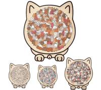 135-Piece Morandi-Colored Cat Shaped Wooden Jigsaw Puzzle Cat Shaped Wooden Jigsaw Puzzle for Adults Outlines Creative Stress Relief Thinking Toy Cats Lovers Or Fans Home Decor (Maillard Colors)
