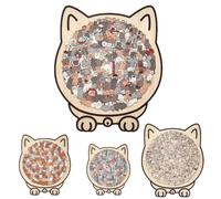 135-Piece Morandi-Colored Cat Shaped Wooden Jigsaw Puzzle Cat Shaped Wooden Jigsaw Puzzle for Adults Outlines Creative Stress Relief Thinking Toy Cats Lovers Or Fans Home Decor (Morandi Colors)