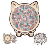 135-Piece Morandi-Colored Cat Shaped Wooden Jigsaw Puzzle, Cats Shaped Wooden Puzzle, Unique Animal Shape, CreativePuzzle Gifts for Cat Lovers, Home Decor (A)
