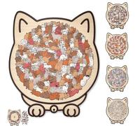 135-Piece Morandi-Colored Cat Shaped Wooden Jigsaw Puzzle - Irregular Animal Puzzle for Cat Lovers, Puzzle Enthusiasts, Creative Fun & Unique Home Decor Gift (Type-B)