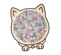135-piece Morandi-Colored Cat Shaped Wooden Jigsaw Puzzle, Pièces De Puzzle Détaillées sur Le Thème du Chat, Puzzles en Bois en Forme De Chat Mignon, Décoration Murale Intérieure pour La