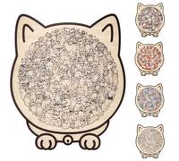 135-Piece Morandi-Colored Cat Shaped Wooden Jigsaw Puzzle, Unique Animal Pieces Cute Cat Outline Wooden Puzzle, Creative Puzzles Gift for Cat Lovers Family Friend (Style D)
