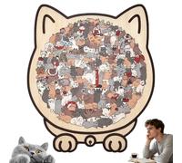 135-Piece Morandi-Colored Cat Shaped Wooden Jigsaw Puzzle, Unique Irregular Animal Wooden Cat Puzzles Decor for Challenging Puzzle Fans (Morandi)