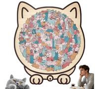 135-Piece Morandi-Colored Cat Shaped Wooden Jigsaw Puzzle, Unique Irregular Animal Wooden Cat Puzzles Decor for Challenging Puzzle Fans (Macaron)