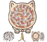 135-Piece Morandis-Colored Cat Shaped Wooden Jigsaw Puzzle, Cats Shaped Wooden Puzzle, Unique Animal Shape Wood Puzzles (#A)