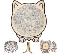 135-Piece Morandis-Colored Cat Shaped Wooden Jigsaw Puzzle, Cats Shaped Wooden Puzzle, Unique Animal Shape Wood Puzzles (#C)