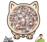 135-Piece Morandis-Colored Cat Shaped Wooden Jigsaw Puzzles, Unique Cute Animal Cat-Shaped Puzzle Decor, Wooden Cat-Puzzles for Challenging Puzzle Fans (Morandi)