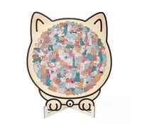 135 PièCes Chat en Forme d'animal, Puzzles Bois pour Adulte Puzzles Chat en Bois Puzzle IrréGulier avec Cadre Chats Cat Shaped Wooden Jigsaw Puzzle Cadeau pour Amoureux des Chats pour La Famille Amis