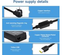 135W 20V 6.75A Chargeur Compatible Avec Lenovo Ordinateur Portable Lenovo Ideapad Y40-70 Y50-70 Y70-70 Y520-15 Y700-15Isk Legion Y7000P Y520 Y530 Thinkpad T440P T450P T460P T540 T540P T550P[Z2074]