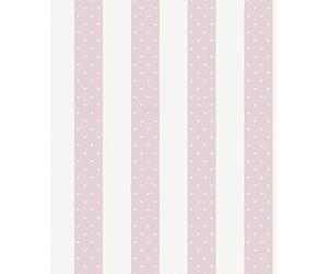 13621-10 Papier peint intissé à rayures et cœurs roses Blanc/rose