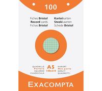 [13658E] Exacompta Étui de 100 fiches bristol quadrillé 5x5 perforé 148x210mm...